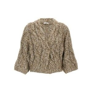 Brunello Cucinelli Cropped Openwork Wool Blend Cardigan - NWT